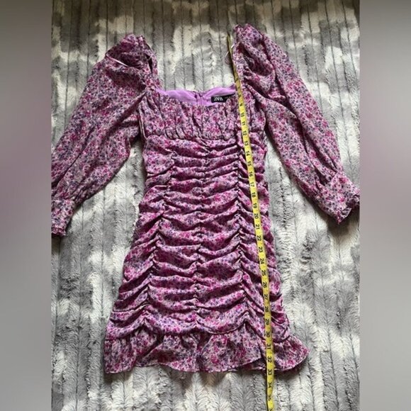 Blogger Fav ZARA FLORAL PRINTED DRESS WITH DRAPING Size Medium - Picture 8 of 15